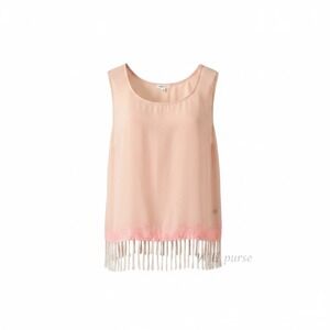 MINE TOO 1XL Blush Pink Fringe Tank Top Embroidered Boho Sleeveless Blouse EUC